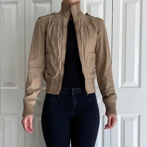 Beige Bomber Jacket